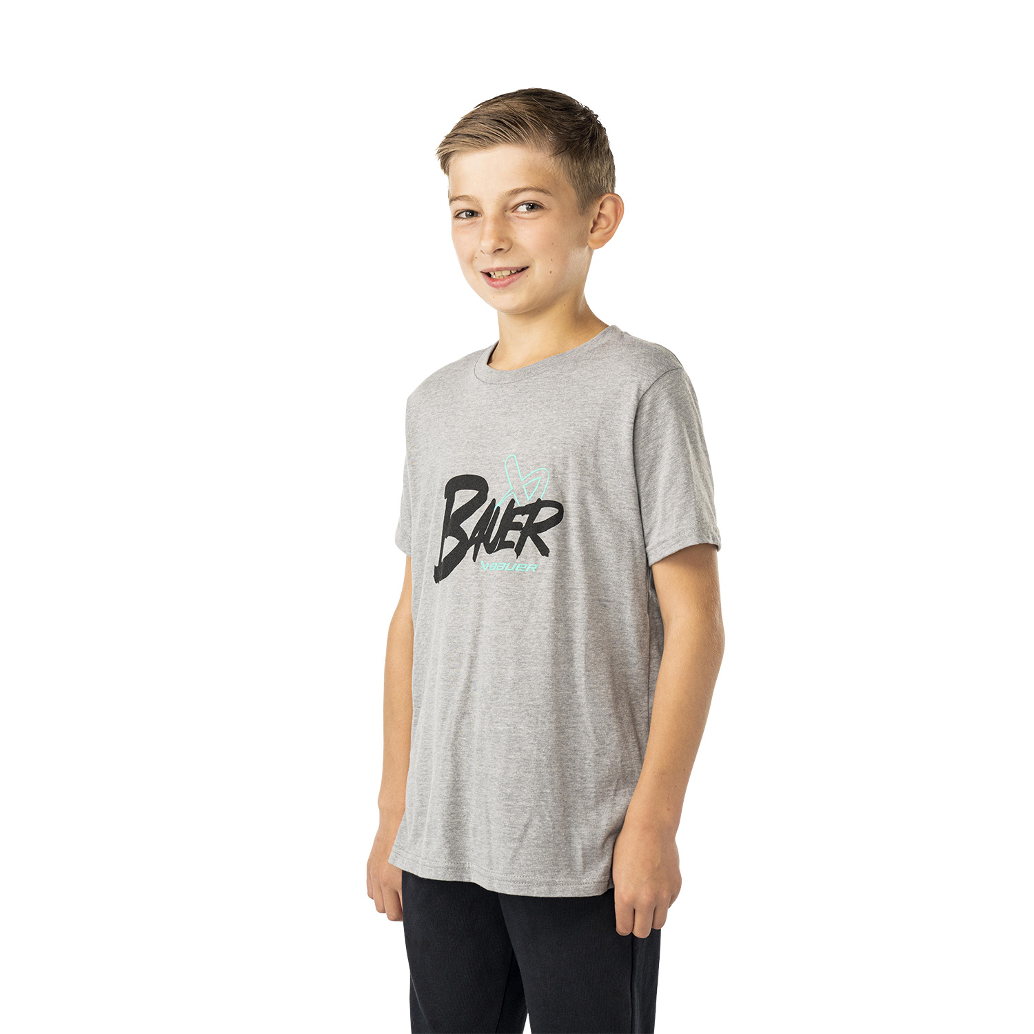 BAUER Graphic Tee - grau meliert - Yth.